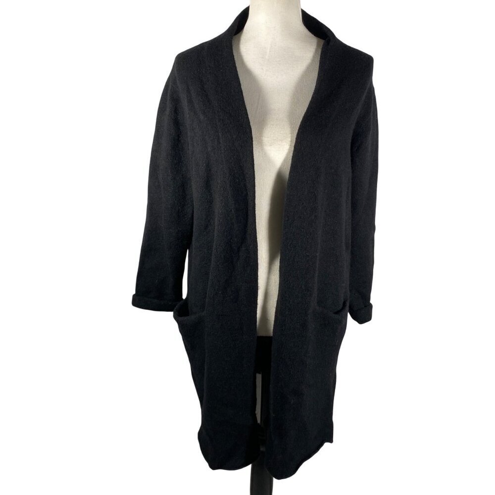 Jenni Kayne Womens Black Open Cardigan XS Merino Wool Yak Blend quiet luxury neu